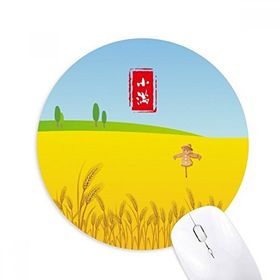 Dıythinker Dairesel Tahıl Tam Yirmi Dört Güneş Süreli Baskılı Yuvarlak Kaymaz Kauçuk Mouse Pad