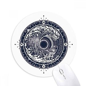 Dıythinker Dalgalar Pusula Baskılı Yuvarlak Sanat Desen Baskılı Yuvarlak Kaymaz Kauçuk Mouse Pad