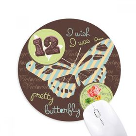 Dıythinker Damgalar ve Kelebek Baskılı Yuvarlak Kaymaz Kauçuk Mouse Pad