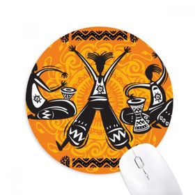 Dıythinker Dance Celebrate Meksika Totems Tambourine Baskılı Yuvarlak Kaymaz Kauçuk Mouse Pad