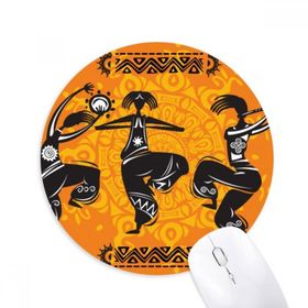 Dıythinker Dance People Meksika Totems Meksika Flute Baskılı Yuvarlak Kaymaz Kauçuk Mouse Pad