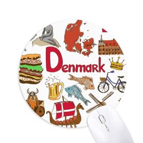 Dıythinker Danimarka Landscap Hayvanlar Ulusal Bayrak Baskılı Yuvarlak Kaymaz Kauçuk Mouse Pad