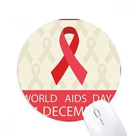 Dıythinker Dayanaklık Kırmızı Kurdele AIDS Gün Baskılı Yuvarlak Kaymaz Kauçuk Mouse Pad