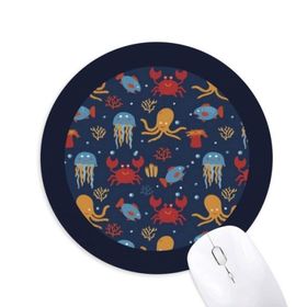 Dıythinker Deep Sea Cuttlefish Denizanası Yengeç Baskılı Yuvarlak Kaymaz Kauçuk Mouse Pad