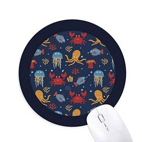 Dıythinker Deep Sea Cuttlefish Denizanası Yengeç Baskılı Yuvarlak Kaymaz Kauçuk Mouse Pad