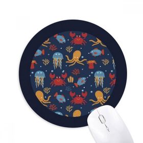 Dıythinker Deep Sea Cuttlefish Denizanası Yengeç Baskılı Yuvarlak Kaymaz Kauçuk Mouse Pad