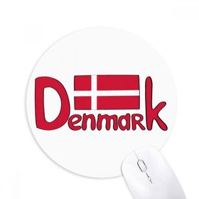 Dıythinker Demark Ulusal Bayrak Kırmızı Desen Baskılı Yuvarlak Kaymaz Kauçuk Mouse Pad