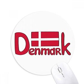 Dıythinker Demark Ulusal Bayrak Kırmızı Desen Baskılı Yuvarlak Kaymaz Kauçuk Mouse Pad