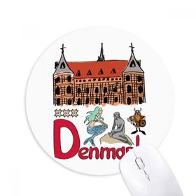 Dıythinker Demark Ulusal Simge Simgesi Desenli Baskılı Yuvarlak Kaymaz Kauçuk Mouse Pad