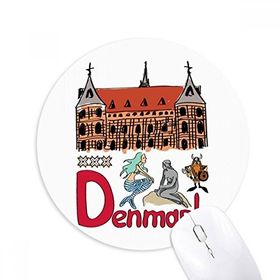 Dıythinker Demark Ulusal Simge Simgesi Desenli Baskılı Yuvarlak Kaymaz Kauçuk Mouse Pad