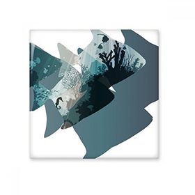 Dıythinker Deniz Evi Mercan Deniz Anası Deniz Doğa Hayvan Silüeti Seramik Dekorasyon 10x10 cm Seramik Karo