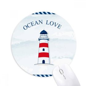 Dıythinker Deniz Feneri Okyanus Aşk Deniz Yelkenli Mavi Baskılı Yuvarlak Kaymaz Kauçuk Mouse Pad