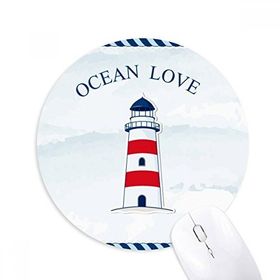 Dıythinker Deniz Feneri Okyanus Aşk Deniz Yelkenli Mavi Baskılı Yuvarlak Kaymaz Kauçuk Mouse Pad