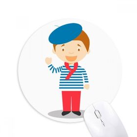 Dıythinker Deniz Mavisi Fransa Çizgi Film Baskılı Yuvarlak Kaymaz Kauçuk Mouse Pad