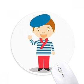 Dıythinker Deniz Mavisi Fransa Çizgi Film Baskılı Yuvarlak Kaymaz Kauçuk Mouse Pad
