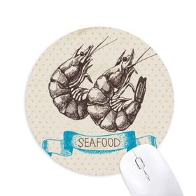 Dıythinker Deniz Ürünleri Karides Deniz Organizması Baskılı Yuvarlak Kaymaz Kauçuk Mouse Pad