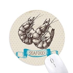 Dıythinker Deniz Ürünleri Karides Deniz Organizması Baskılı Yuvarlak Kaymaz Kauçuk Mouse Pad
