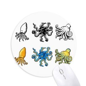 Dıythinker Deniz Yaşamı Ahtapot Desenli İllüstrasyon Baskılı Yuvarlak Kaymaz Kauçuk Mouse Pad
