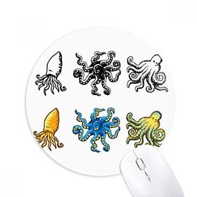 Dıythinker Deniz Yaşamı Ahtapot Desenli İllüstrasyon Baskılı Yuvarlak Kaymaz Kauçuk Mouse Pad