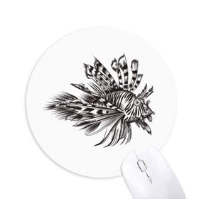 Dıythinker Deniz Yaşamı Siyah Balık İllüstrasyonu Baskılı Yuvarlak Kaymaz Kauçuk Mouse Pad