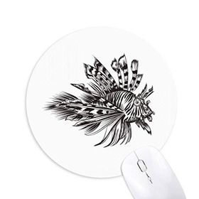 Dıythinker Deniz Yaşamı Siyah Balık İllüstrasyonu Baskılı Yuvarlak Kaymaz Kauçuk Mouse Pad