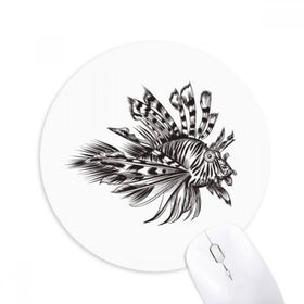 Dıythinker Deniz Yaşamı Siyah Balık İllüstrasyonu Baskılı Yuvarlak Kaymaz Kauçuk Mouse Pad