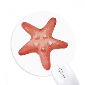 Dıythinker Deniz Yıldızı Deniz Yaşamı Kırmızı İllüstrasyon Baskılı Yuvarlak Kaymaz Kauçuk Mouse Pad