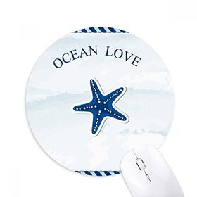 Dıythinker Deniz Yıldızı Okyanus Aşk Deniz Yelkenli Mavi Baskılı Yuvarlak Kaymaz Kauçuk Mouse Pad