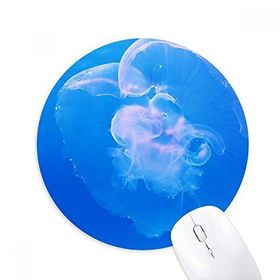 Dıythinker Denizanası Okyanus Mavi Su Bilimi Doğa Baskılı Yuvarlak Kaymaz Kauçuk Mouse Pad