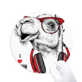 Dıythinker Deve Kulaklık Rock Müzik Boyama Baskılı Yuvarlak Kaymaz Kauçuk Mouse Pad