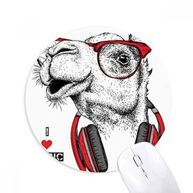 Dıythinker Deve Kulaklık Rock Müzik Boyama Baskılı Yuvarlak Kaymaz Kauçuk Mouse Pad