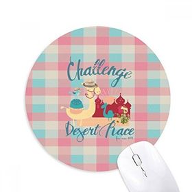 Dıythinker Deve Kuş Kalesi Kırmızı Mavi Kare Baskılı Yuvarlak Kaymaz Kauçuk Mouse Pad