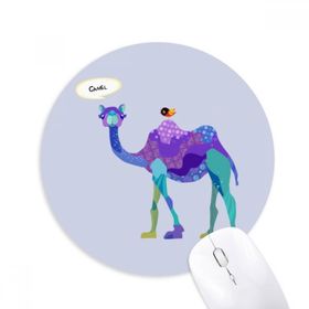Dıythinker Deve Mor Kuş Mavi Çizgi Film Mavi Baskılı Yuvarlak Kaymaz Kauçuk Mouse Pad
