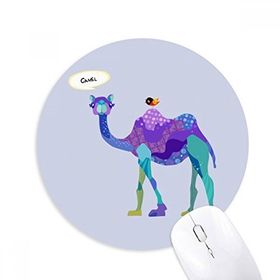 Dıythinker Deve Mor Kuş Mavi Çizgi Film Mavi Baskılı Yuvarlak Kaymaz Kauçuk Mouse Pad
