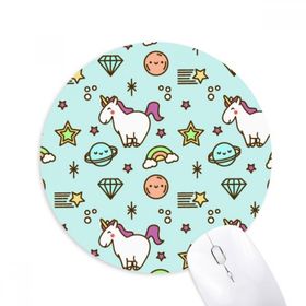 Dıythinker Diamonds Star Lovely Smile Unicorn Baskılı Yuvarlak Kaymaz Kauçuk Mouse Pad