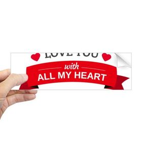 Dıythinker Dikdörtgen Valentine Love You with All My Hear Dizüstü Bilgisayar Pencere Çıkartması