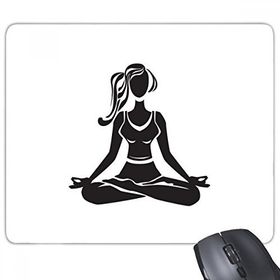 Dıythinker Dikdörtgen Yoga Kız Keep Healthy Cross Legged Spor Silüeti Kaymaz Kauçuk Fare Altlığı
