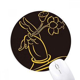 Dıythinker Din Budist El Lotus Tohumu Baskılı Yuvarlak Kaymaz Kauçuk Mouse Pad