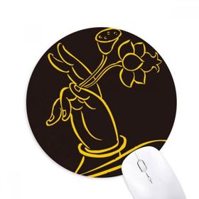 Dıythinker Din Budist El Lotus Tohumu Baskılı Yuvarlak Kaymaz Kauçuk Mouse Pad