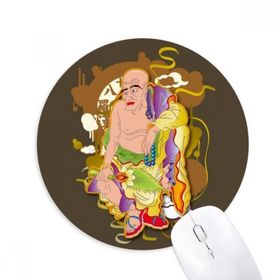 Dıythinker Din Budist On sekiz Arhat Desenli Baskılı Yuvarlak Kaymaz Kauçuk Mouse Pad