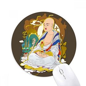 Dıythinker Din Budist On sekiz Arhat Figür Baskılı Yuvarlak Kaymaz Kauçuk Mouse Pad