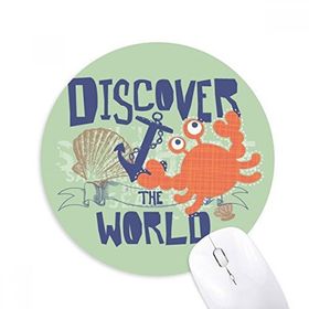 Dıythinker Discover World Yengeç Deniz Organizması Baskılı Yuvarlak Kaymaz Kauçuk Mouse Pad
