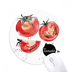 Dıythinker Domates Sebze Lezzetli Sağlıklı Suluboya Baskılı Yuvarlak Kaymaz Kauçuk Mouse Pad