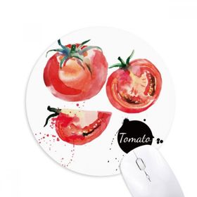 Dıythinker Domates Sebze Lezzetli Sağlıklı Suluboya Baskılı Yuvarlak Kaymaz Kauçuk Mouse Pad