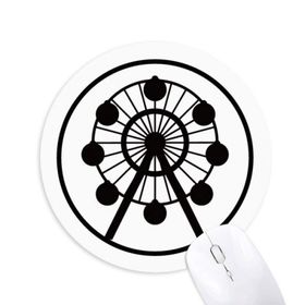 Dıythinker Dönme Dolap Eğlence Parkı Siyah Siluet Baskılı Yuvarlak Kaymaz Kauçuk Mouse Pad