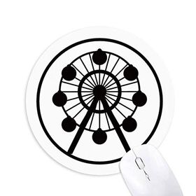 Dıythinker Dönme Dolap Eğlence Parkı Siyah Siluet Baskılı Yuvarlak Kaymaz Kauçuk Mouse Pad