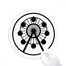 Dıythinker Dönme Dolap Eğlence Parkı Siyah Siluet Baskılı Yuvarlak Kaymaz Kauçuk Mouse Pad