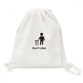 Dıythinker Don'T Litter Siyah Sembol Desen Tuval İpli Sırt Çantası