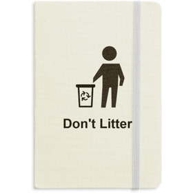 Dıythinker Dont Litter Siyah Sembol Desenli Kumaş Sert Kapak A5 Defter