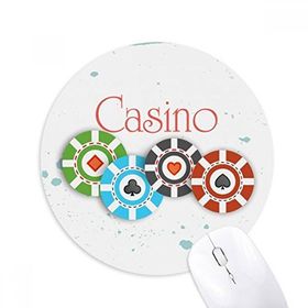 Dıythinker Dört Desenli Casino Çipleri İllüstrasyon Baskılı Yuvarlak Kaymaz Kauçuk Mouse Pad